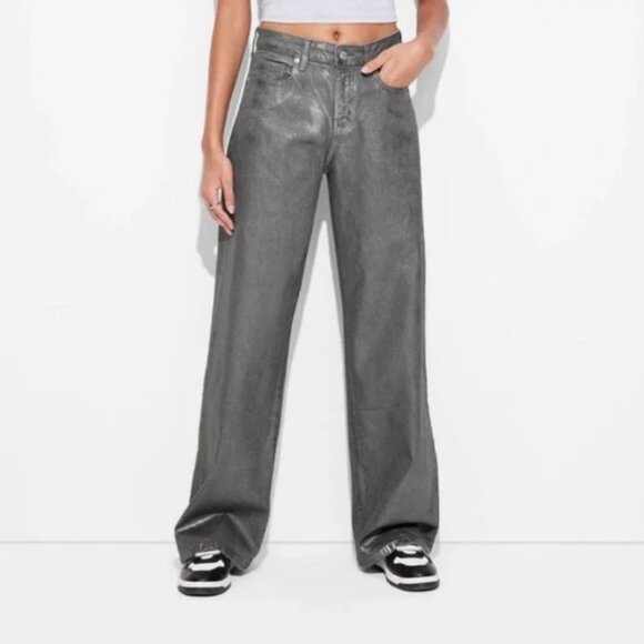 Women's High-Rise Baggy Jeans - Wild Fable Dark Gray 0 - Picture 3 of 3